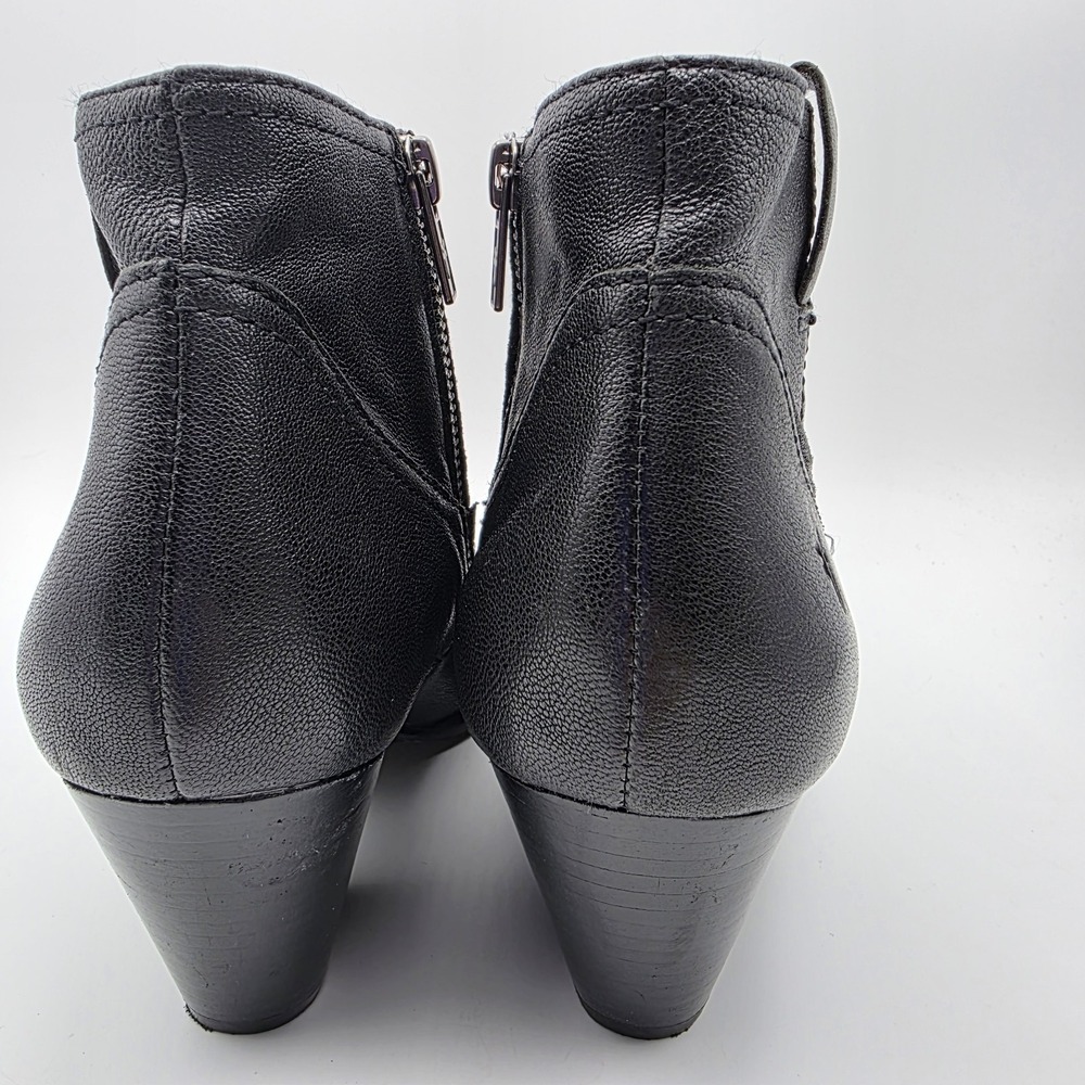 FRYE REINA Ankle Booties 7.5 Black Side Zip Cowboy Boots Heel Leather Western - Picture 5 of 10